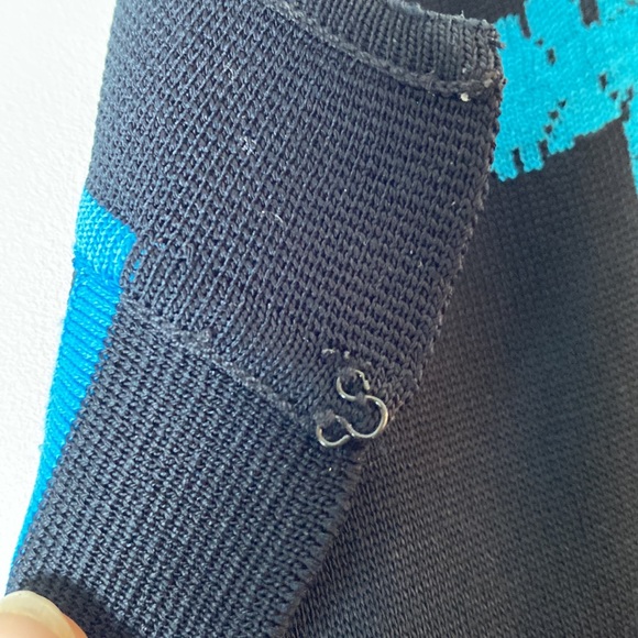 Ming Wang Women’s Knit Jacket Open Front Cardigan Black Aqua Sweater S/M - Picture 7 of 13